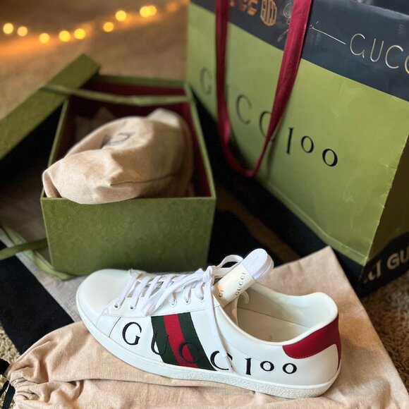 GUCCI ACE LIMITED EDITION SNEAKERS 100TH ANNIV - MENS SIZE 11.5-12 USA (RARE) - Picture 8 of 10